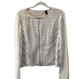 CHICO’S Black Label Women’s Lace & Mesh Zip-Up Jacket Size 3 US 16 NWT